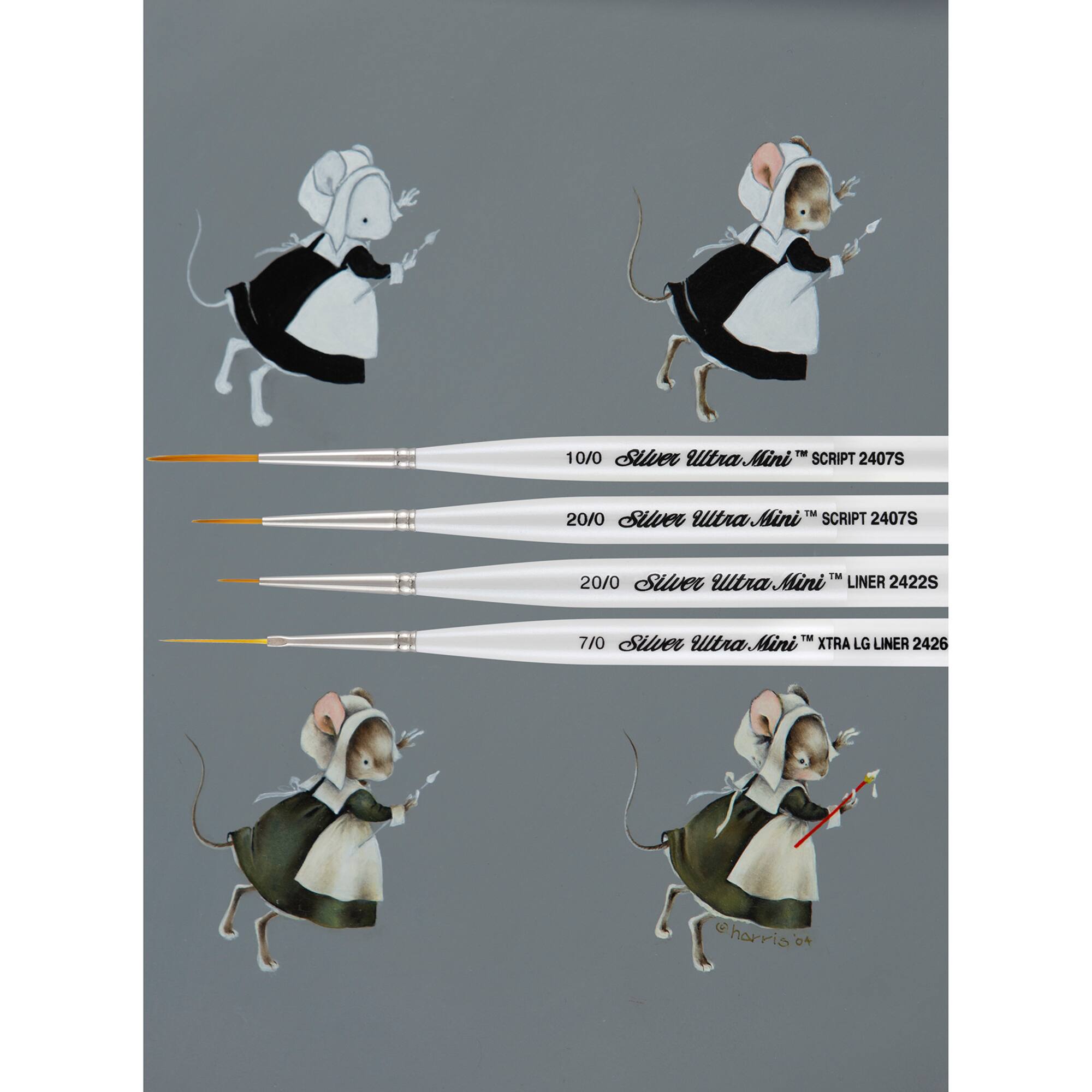 Silver Brush Limited Ultra Mini® White handles detail Brushes, Set of 4